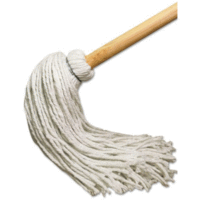 BWK 12 oz Rayon Fiber Head & Deck Mop with Wooden Handle, White - 51 in.