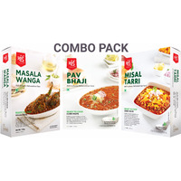 Maai Masale Ready to Cook Masala Wanga, Pav bhaji & Misal Tarri Curry Paste, Easy to Make Veg- Pack of 3