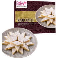 Delight Foods Premium Kaju Katli Barfi, 500 g, Diwali Greeting Card, 2 Decorative Fancy Diyas Pack