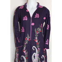 Blouse 2129 Kurti Tunic Top Purple Winter Wear