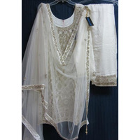 Suit 7790 White Tussar Trousseau Salwar Kameez Dupatta M Bridal Wear Dress