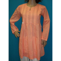 Blouse 1633 Orange Cotton Long Sleeves Tunic Top Kurti Medium Size Shirt Shieno