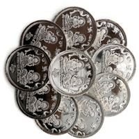 999 Pure Silver Ganesha Lakshmi / Laxmi Five Gram Coins (Set of Ten Coin)