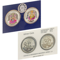 999 Pure Silver Ganesha Lakshmi / Laxmi 10 Gram Meena Coin Sealed Pair Set