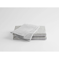 100% Supima Cotton, 400 Thread Count Percale Stripe Sheet Set (Color: Brilliant White / Shark Skin, Size: Full)