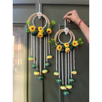 Handmade Lotus Wall Decor with Jhumki Style Hanging - Perfect for Temple/Pooja Decor, Diwali & Festive Occasions - 2 PCS (3)