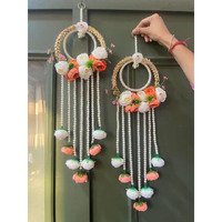 Handmade Lotus Wall Decor with Jhumki Style Hanging - Perfect for Temple/Pooja Decor, Diwali & Festive Occasions - 2 PCS (3)
