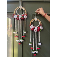 Handmade Lotus Wall Decor with Jhumki Style Hanging - Perfect for Temple/Pooja Decor, Diwali & Festive Occasions - 2 PCS (3)