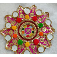 Rangoli Mats Tealight Candle Holder Rangoli for Home Decoration (Multicolor 5)