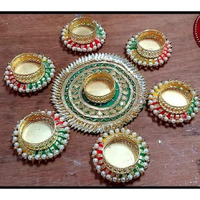 Rangoli Mats Tealight Candle Holder Rangoli for Home Decoration (Multicolor 6)