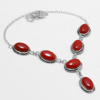 Coral Necklace 925 Silver Plated Chain Necklace 18 inch  JJ-3613