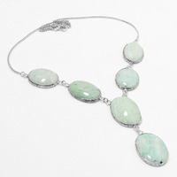 Amazonite Necklace 925 Silver Plated Chain Necklace 18 inch  JJ-3621