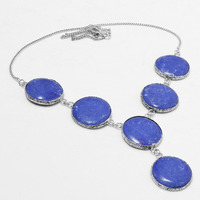 Sodalite Necklace 925 Silver Plated Chain Necklace 18 inch  JJ-3685