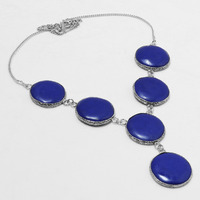Sodalite Necklace 925 Silver Plated Chain Necklace 18 inch  JJ-3689