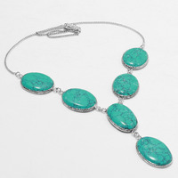 Turquoise Necklace 925 Silver Plated Chain Necklace 18 inch  JJ-3692