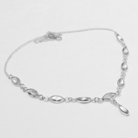 White Topaz Necklace 925 Silver Plated Chain Necklace 18 inch  JJ-3699