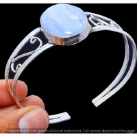 Blue Lace Agate Cuff Bangle 925 Sterling Silver Bracelet Jewelry DB-114