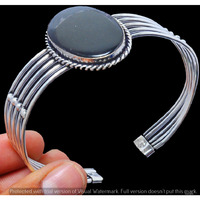 Black Onyx Cuff Bangle 925 Sterling Silver Bracelet Jewelry DB-115