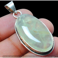 Prehnite Gemstone Pendant 925 Sterling Silver Handmade Pendant DP-1029