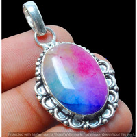 Rainbow Druzy Gemstone Pendant 925 Sterling Silver Pendant Jewelry DP-1275