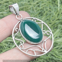 Green Onyx Gemstone Handmade Pendant 925 Sterling Silver Jewelry DP-2936