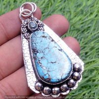 Turquoise Gemstone Handmade Pendant 925 Sterling Silver Jewelry DP-3709