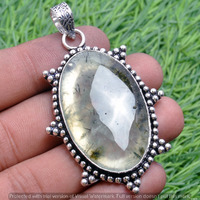 Prehnite Gemstone Handmade Pendant 925 Sterling Silver Jewelry DP-3713