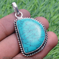 Turquoise Gemstone Handmade Pendant 925 Sterling Silver Jewelry DP-3720