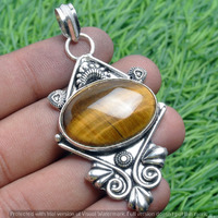 Tiger Eye Gemstone Handmade Pendant 925 Sterling Silver Jewelry DP-3728