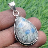 K2 Azurite Gemstone Handmade Pendant 925 Sterling Silver Jewelry DP-3729