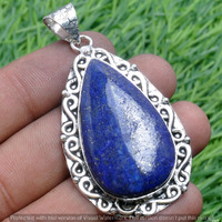 Lapis Lazuli Gemstone Handmade Pendant 925 Sterling Silver Jewelry DP-3731