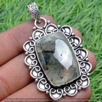 Prehnite Gemstone Handmade Pendant 925 Sterling Silver Jewelry DP-3735