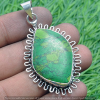 Copper Turquoise Gemstone Handmade Pendant 925 Sterling Silver Jewelry DP-3738