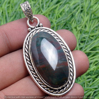 Bloodstone Gemstone Handmade Pendant 925 Sterling Silver Jewelry DP-3746