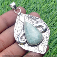 Amazonite Gemstone Handmade Pendant 925 Sterling Silver Jewelry DP-3758