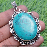 Turquoise Gemstone Handmade Pendant 925 Sterling Silver Jewelry DP-3760