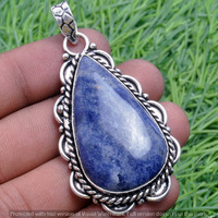Lapis Lazuli Gemstone Handmade Pendant 925 Sterling Silver Jewelry DP-3764