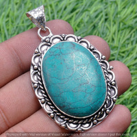 Turquoise Gemstone Handmade Pendant 925 Sterling Silver Jewelry DP-3768