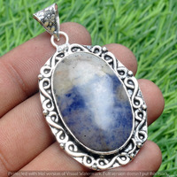 Sodalite Gemstone Handmade Pendant 925 Sterling Silver Jewelry DP-3775