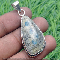 K2 Azurite Gemstone Handmade Pendant 925 Sterling Silver Jewelry DP-3781