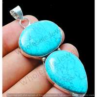 Turquoise Gemstone Handmade Pendant 925 Sterling Silver Jewelry DP-405