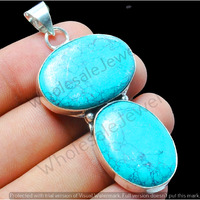 Turquoise Gemstone Handmade Pendant 925 Sterling Silver Jewelry DP-406
