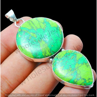 Green Turquoise Gemstone Handmade Pendant 925 Sterling Silver Jewelry DP-413