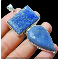Lapis Lazuli Gemstone Handmade Pendant 925 Sterling Silver Jewelry DP-414