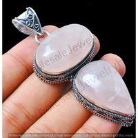 Rose Quartz Gemstone Handmade Pendant 925 Sterling Silver Jewelry DP-460