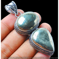 Iron Pyrite Gemstone Handmade Pendant 925 Sterling Silver Jewelry DP-461