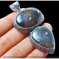 Bloodstone Gemstone Handmade Pendant 925 Sterling Silver Jewelry DP-468