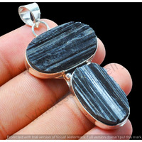 Black Turmaline Quartz Gemstone Pendant 925 Sterling Silver Jewelry DP-481