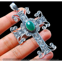 Green Onyx Gemstone Handmade Pendant 925 Sterling Silver Jewelry DP-486