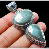 Iron Pyrite Gemstone Handmade Pendant 925 Sterling Silver Jewelry DP-489